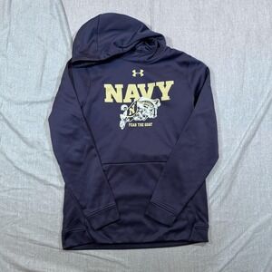 Under Armour Navy Midshipmen Hoodie Mens Small Blue NCAA Football Fear The Goat